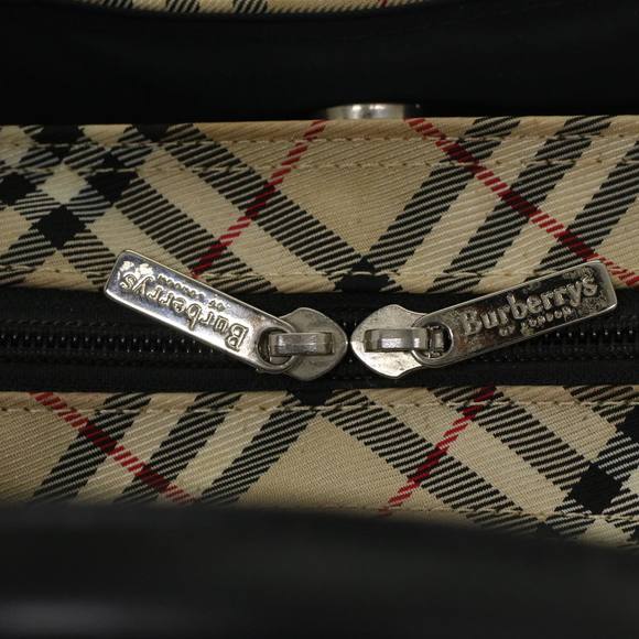 Burberrys Nova Check Blue Label Hand Bag Nylon Beige Auth bs6659 - Picture 10 of 16